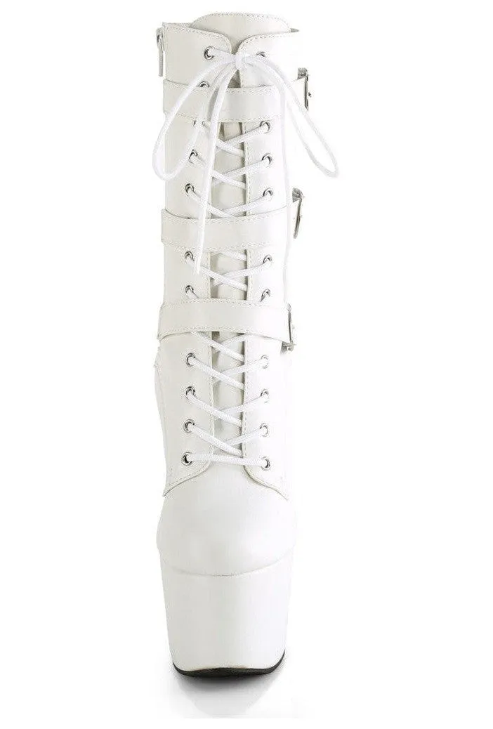 ADORE-1043 White Faux Leather Ankle Boot