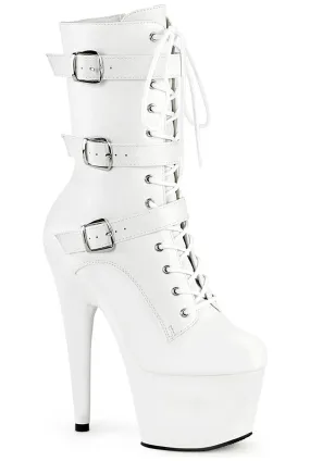 ADORE-1043 White Faux Leather Ankle Boot