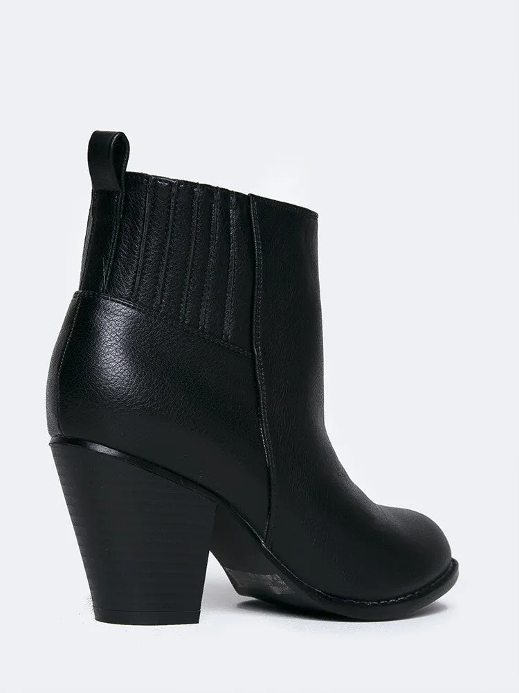 Block Heel Western Ankle Bootie