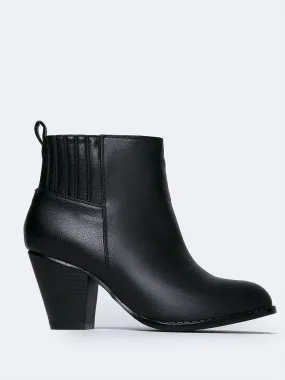 Block Heel Western Ankle Bootie