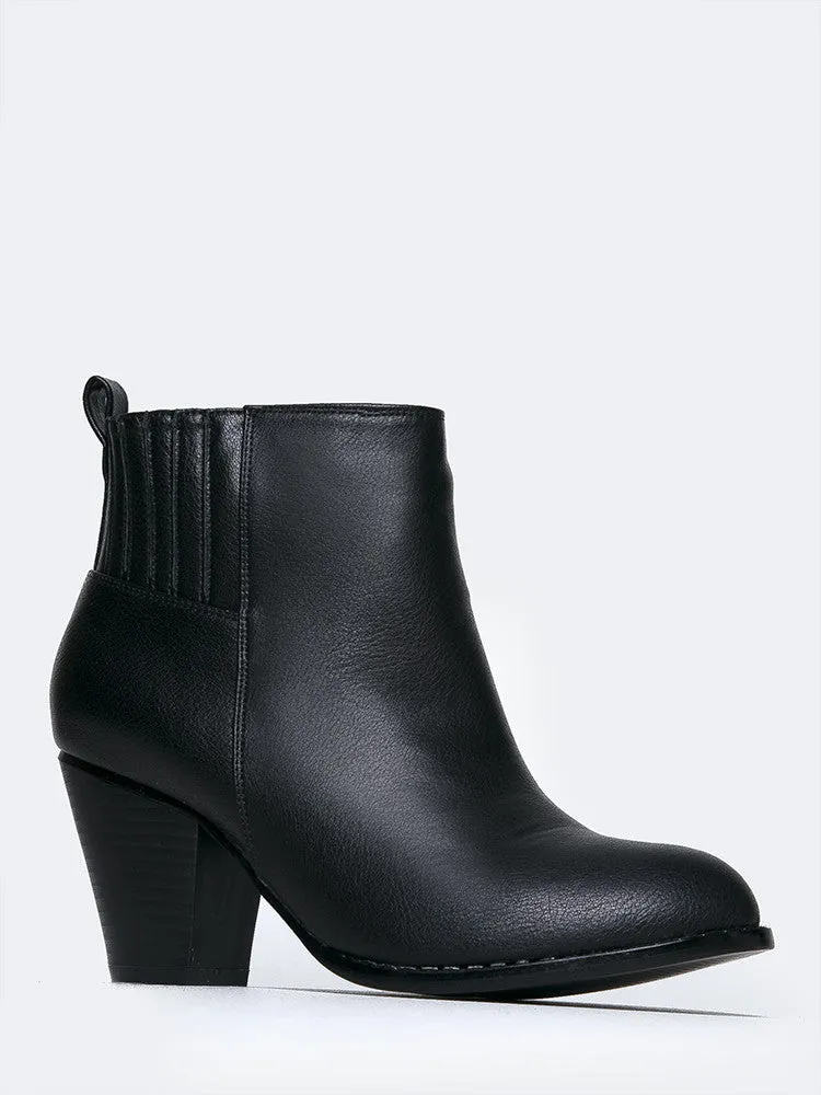 Block Heel Western Ankle Bootie