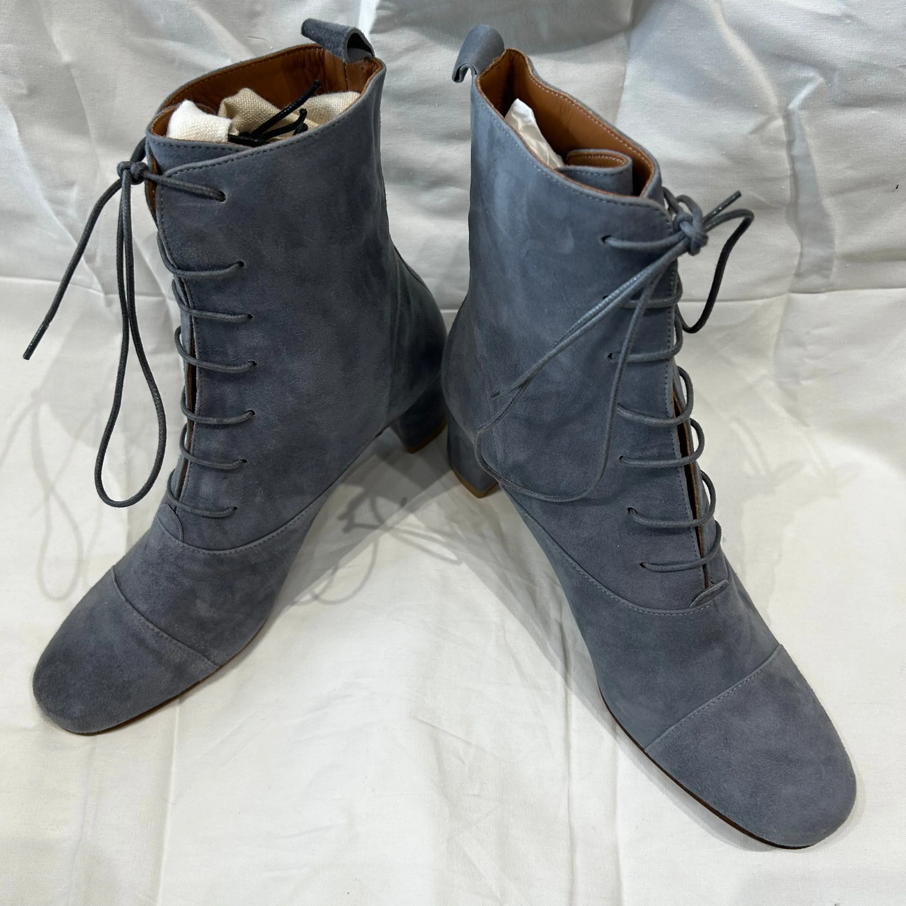 By Far Brand New 385 Blue Grey Suede Ankle Boots 38