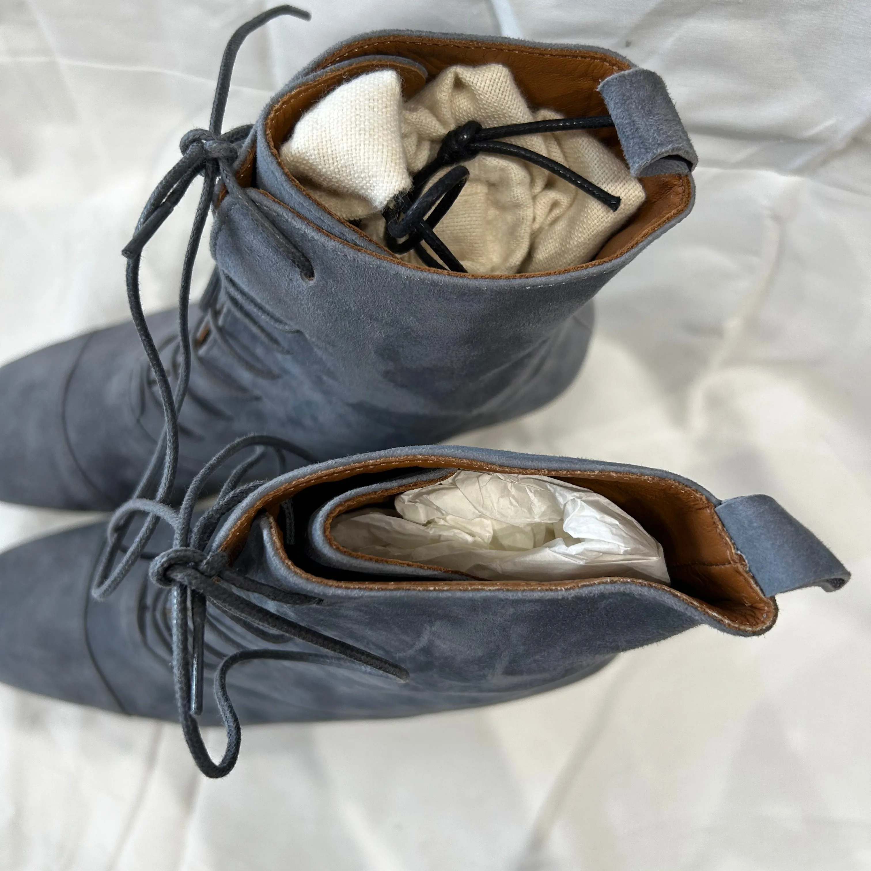 By Far Brand New 385 Blue Grey Suede Ankle Boots 38