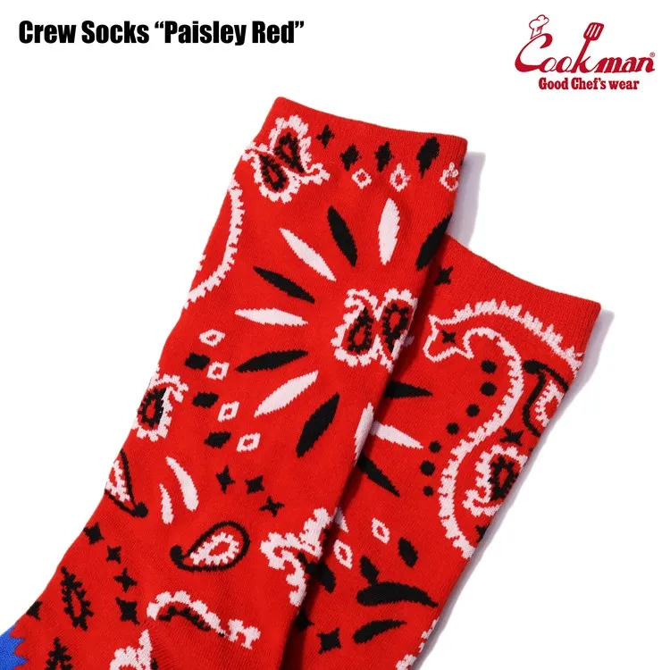 Cookman Crew Socks - Paisley : Red