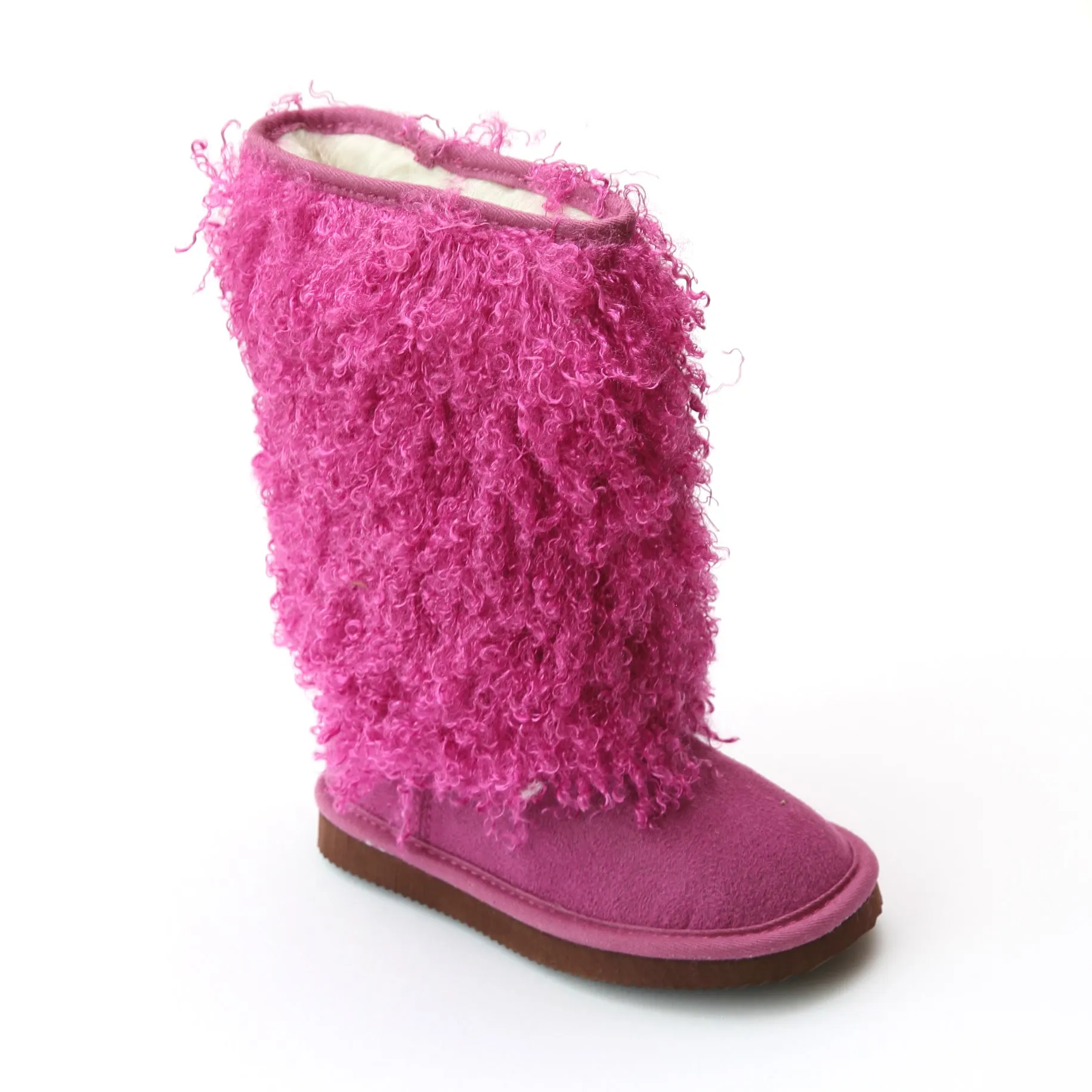 FINAL SALE - L'Amour Girls D990 Fuchsia Faux Shearling Boots