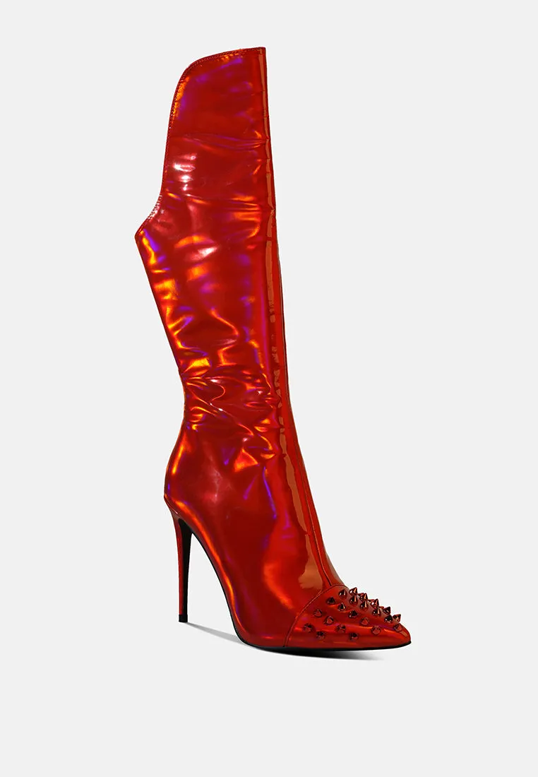 Forbidden Stud Stiletto Calf Boots