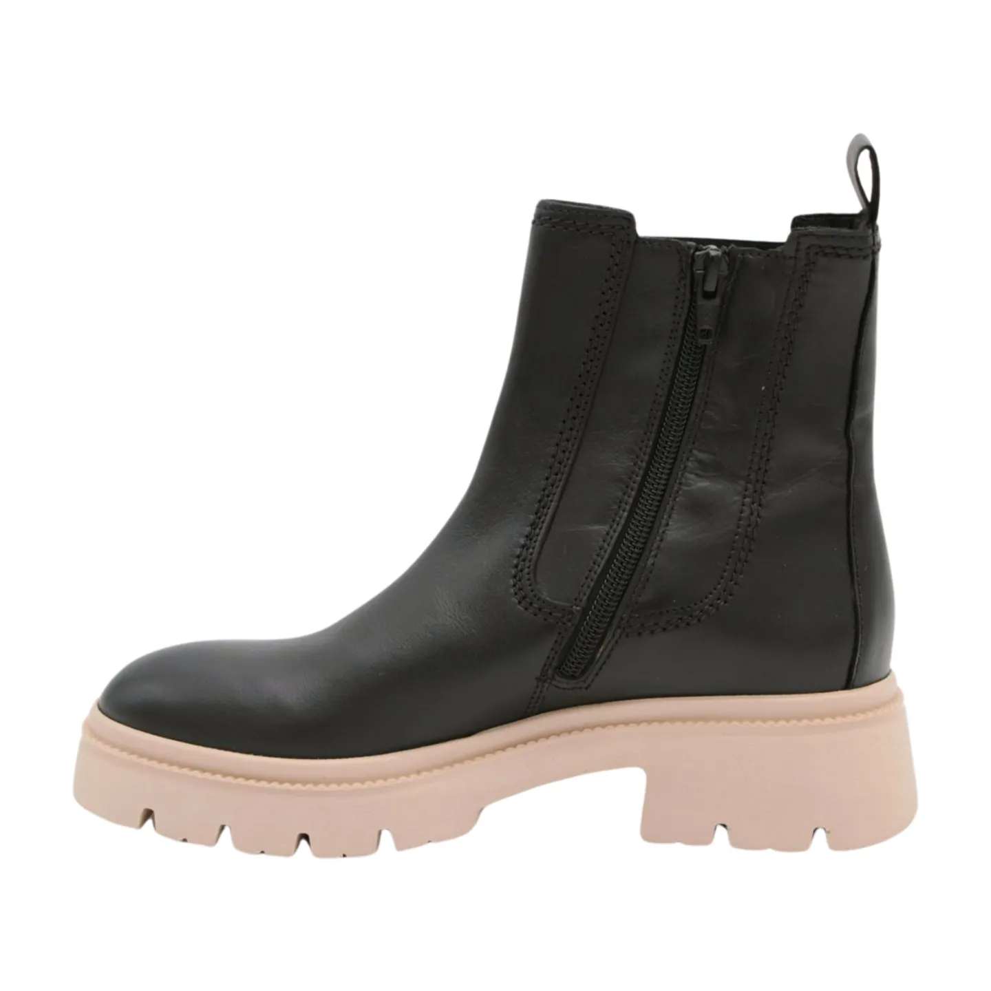 GABOR Black Leather Trek Sole Ankle Boot