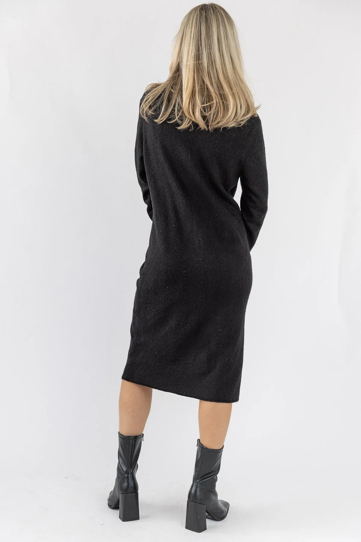 Lorene Black Sweater Midi Dress - Final Sale