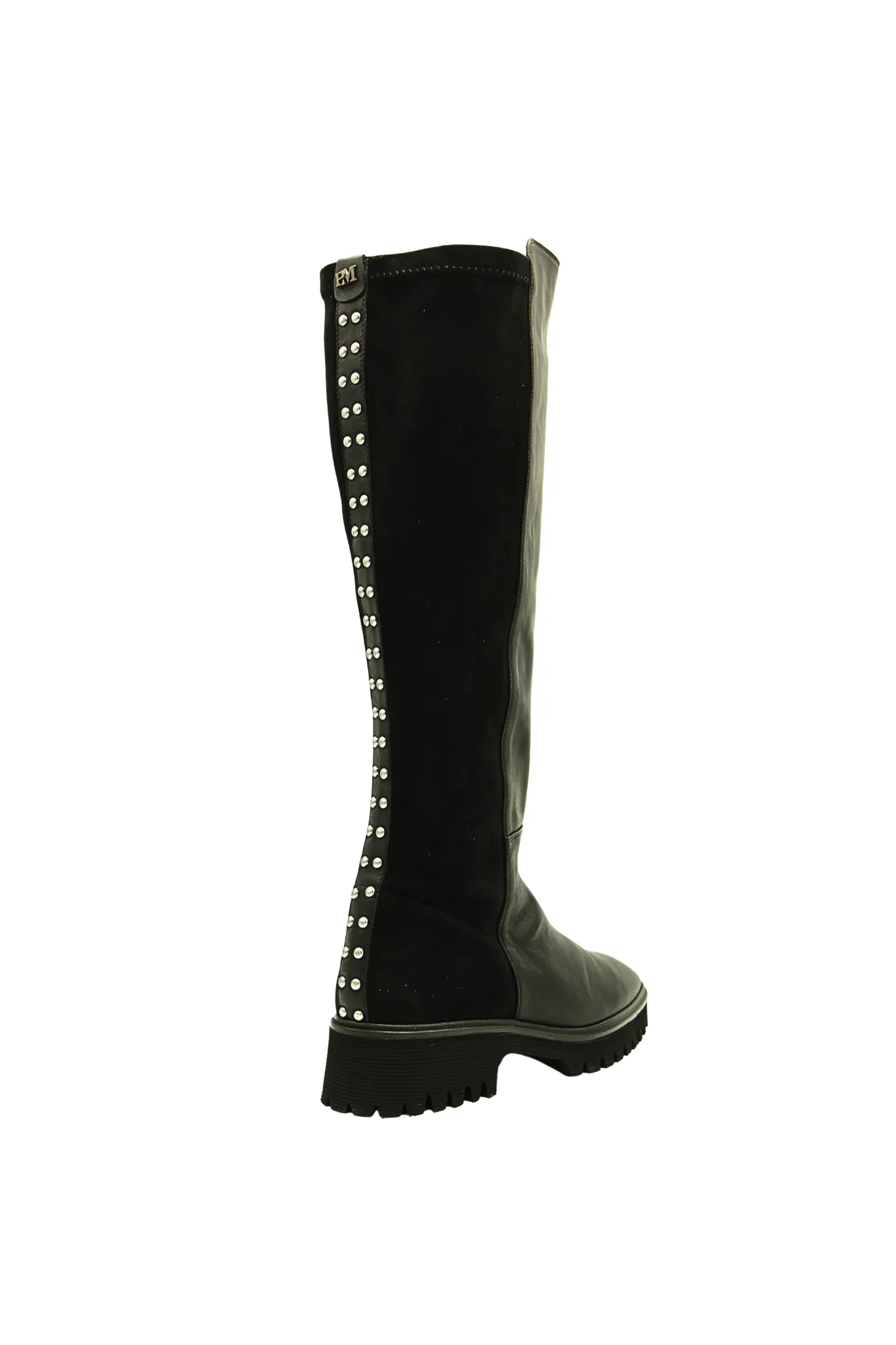 Pedro Miralles Black Leather and Stretch  Knee Boot