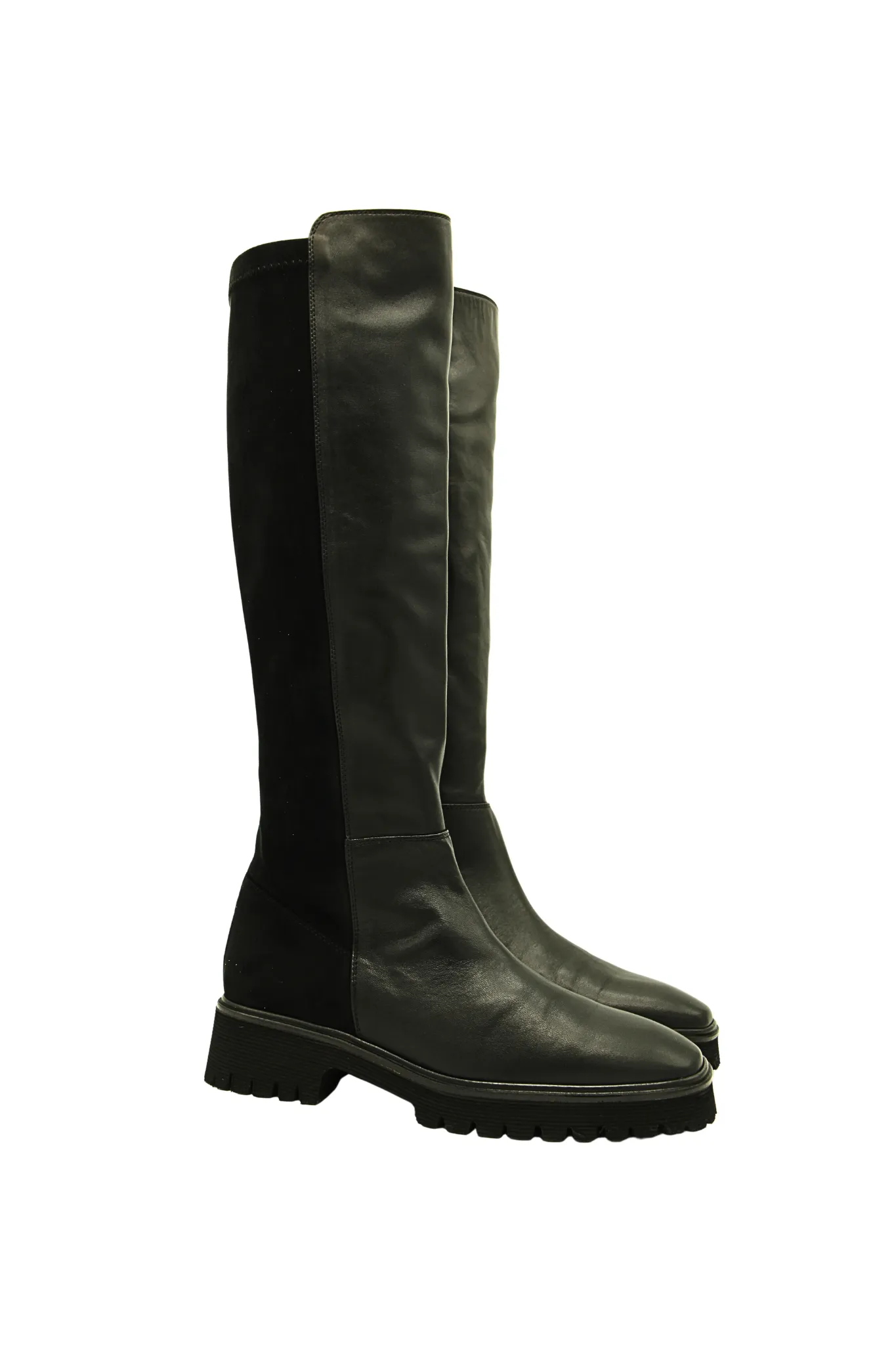 Pedro Miralles Black Leather and Stretch  Knee Boot