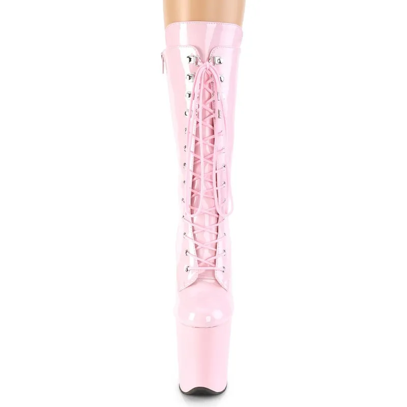 Pleaser USA Flamingo-1050 8inch Pleaser Boots - Patent Baby Pink