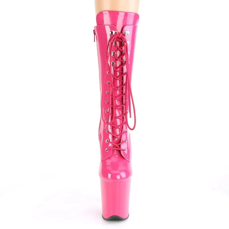 Pleaser USA Flamingo-1050 8inch Pleaser Boots - Patent Hot Pink