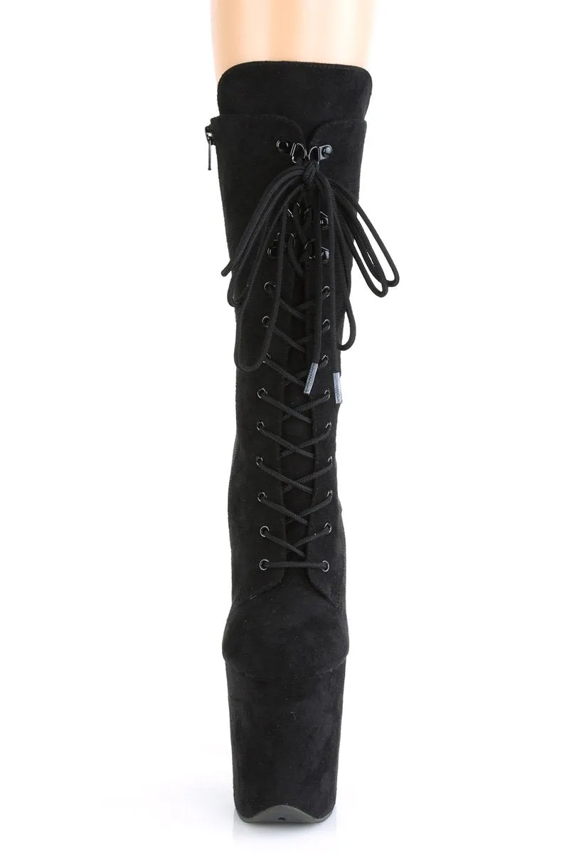 Pleaser USA Flamingo-1050FS Faux Suede 8inch Pleaser Boots - Black