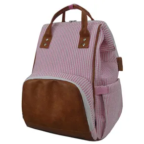 Seersucker Pink NGIL Diaper Bag/Travel Backpack