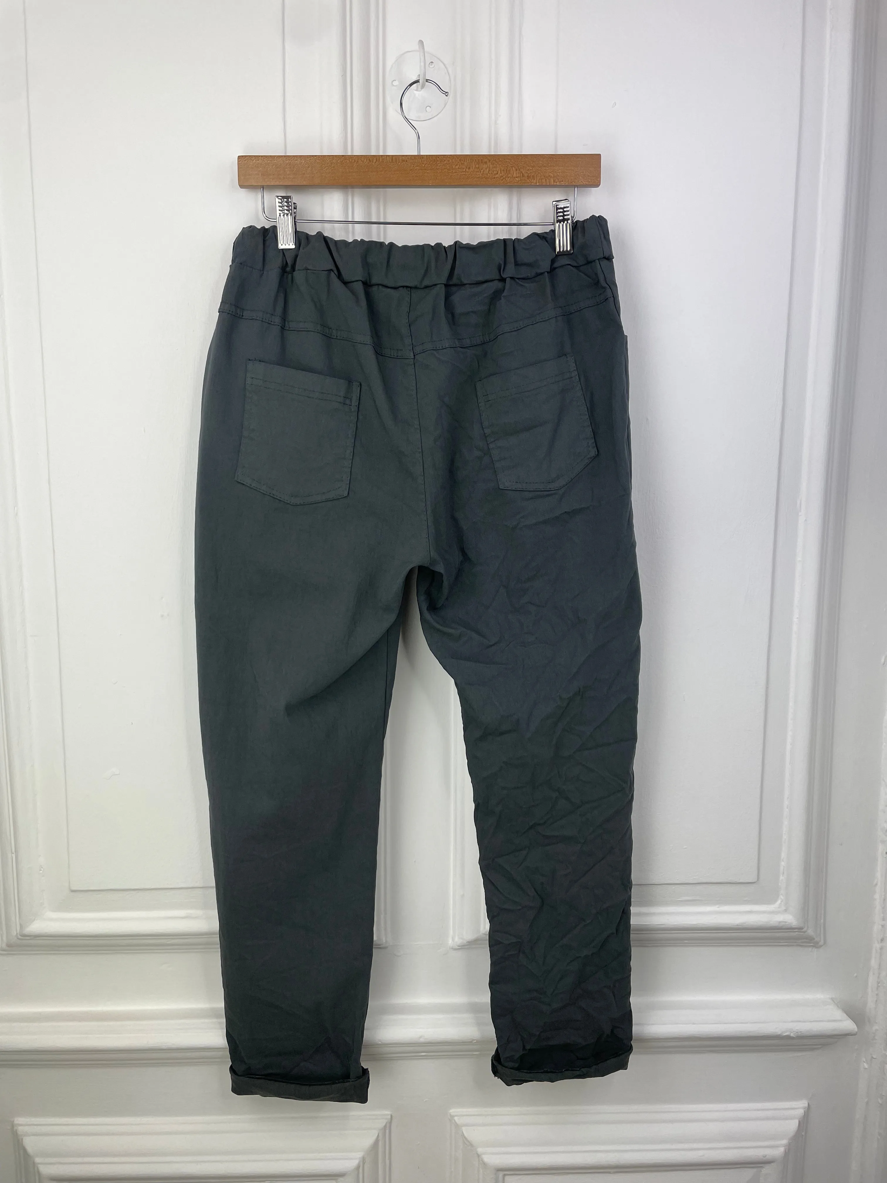 Stretchy Casual Trousers - Slate Grey