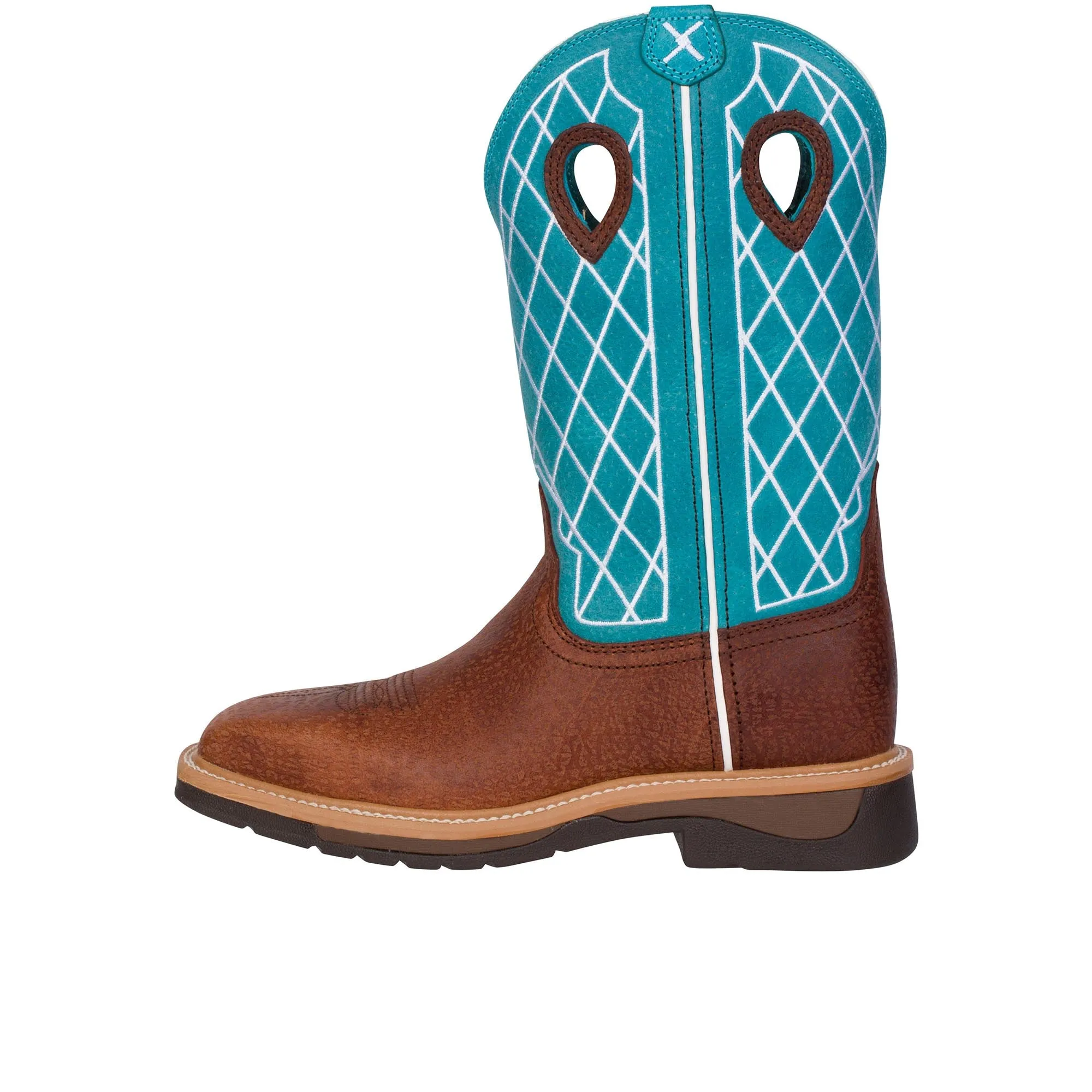 Twisted X 12 Inch Western Work Boot Steel Toe Brown Distressed Turquoise