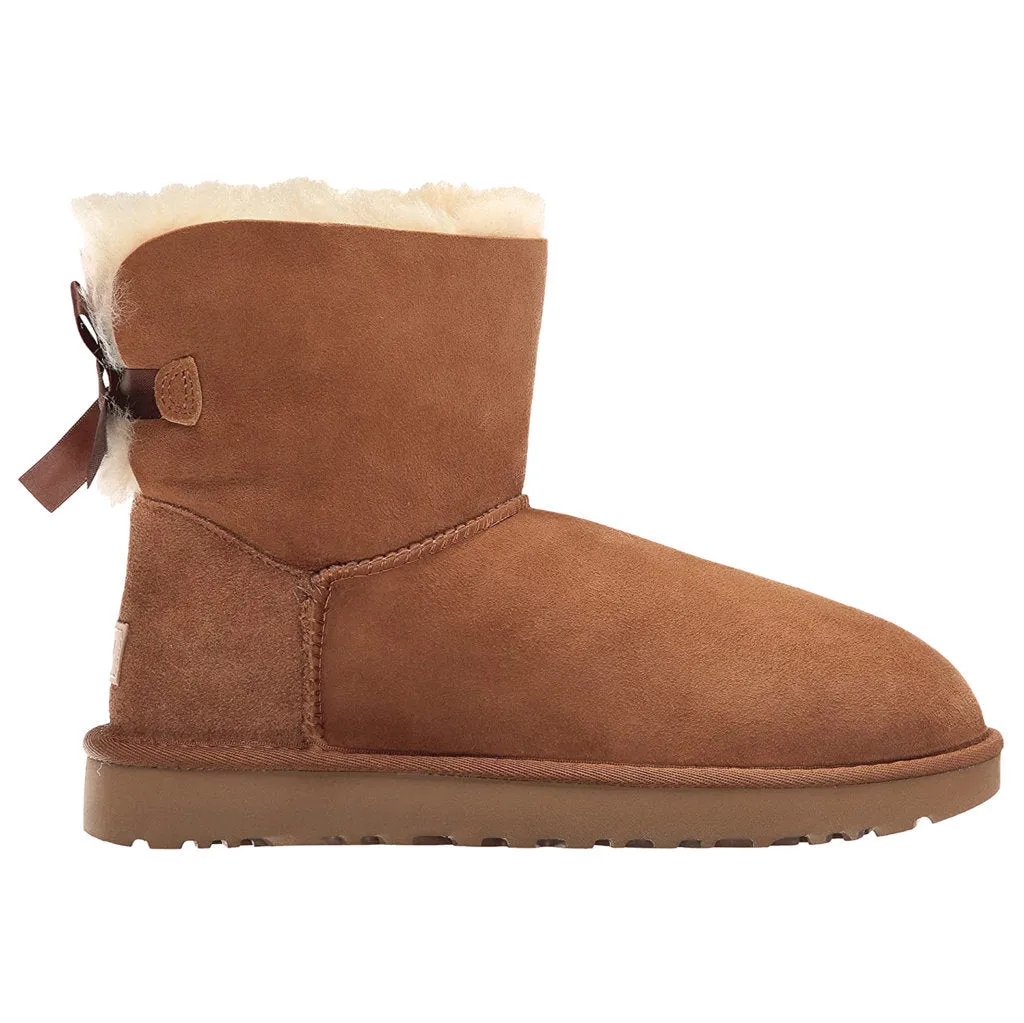 Ugg Australia Womens Boots Mini Bailey Bow II Casual Pull-On Ankle Suede - UK 7