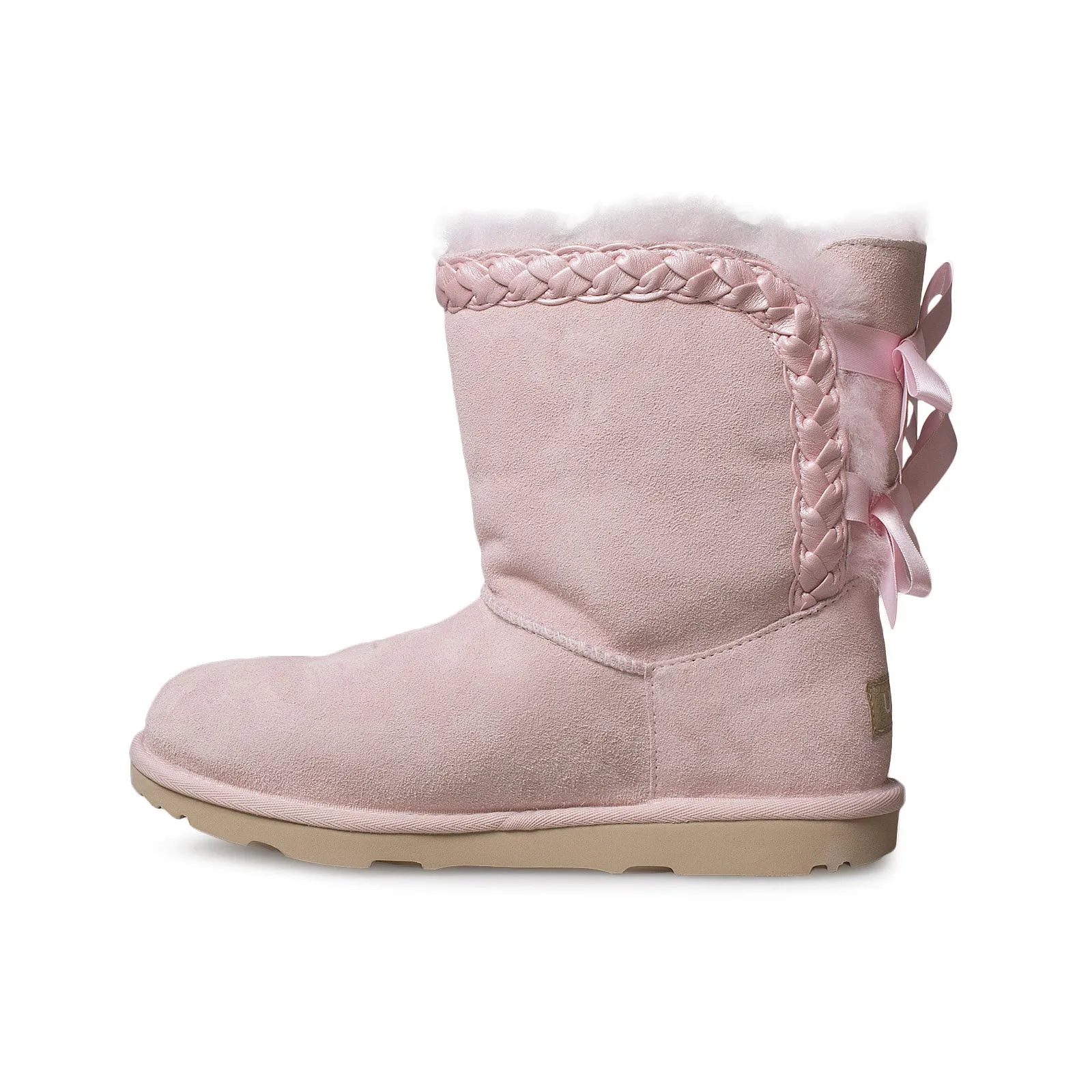 UGG Classic Short II Braided Seashell Pink Boots - Youth