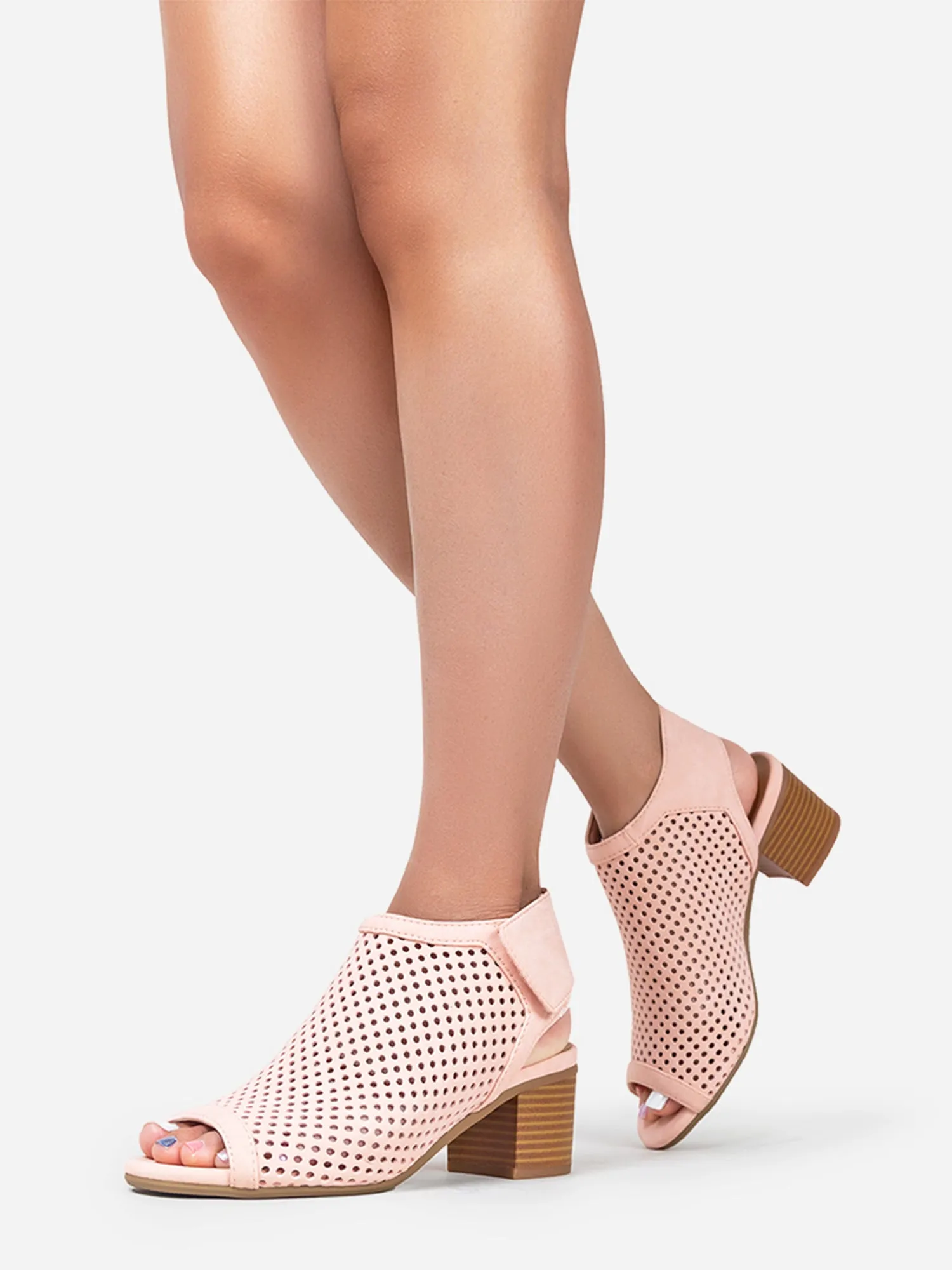 Velcro Strap Peep Toe Booties