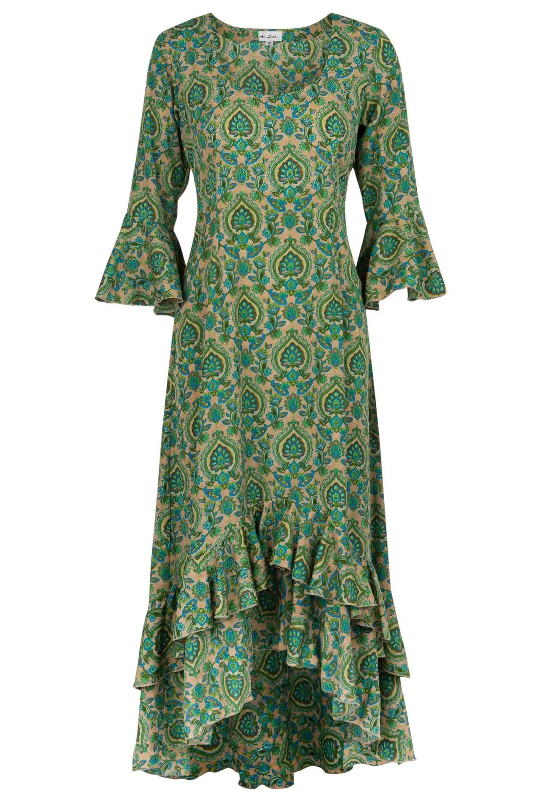 Victoria Midi Dress Green Paisley