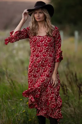 Victoria Midi Dress in Copper Swirl