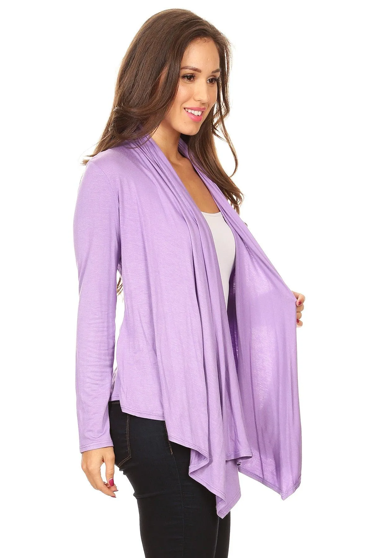 Women's Casual Solid Long Sleeve Drape Open Front Cardigan