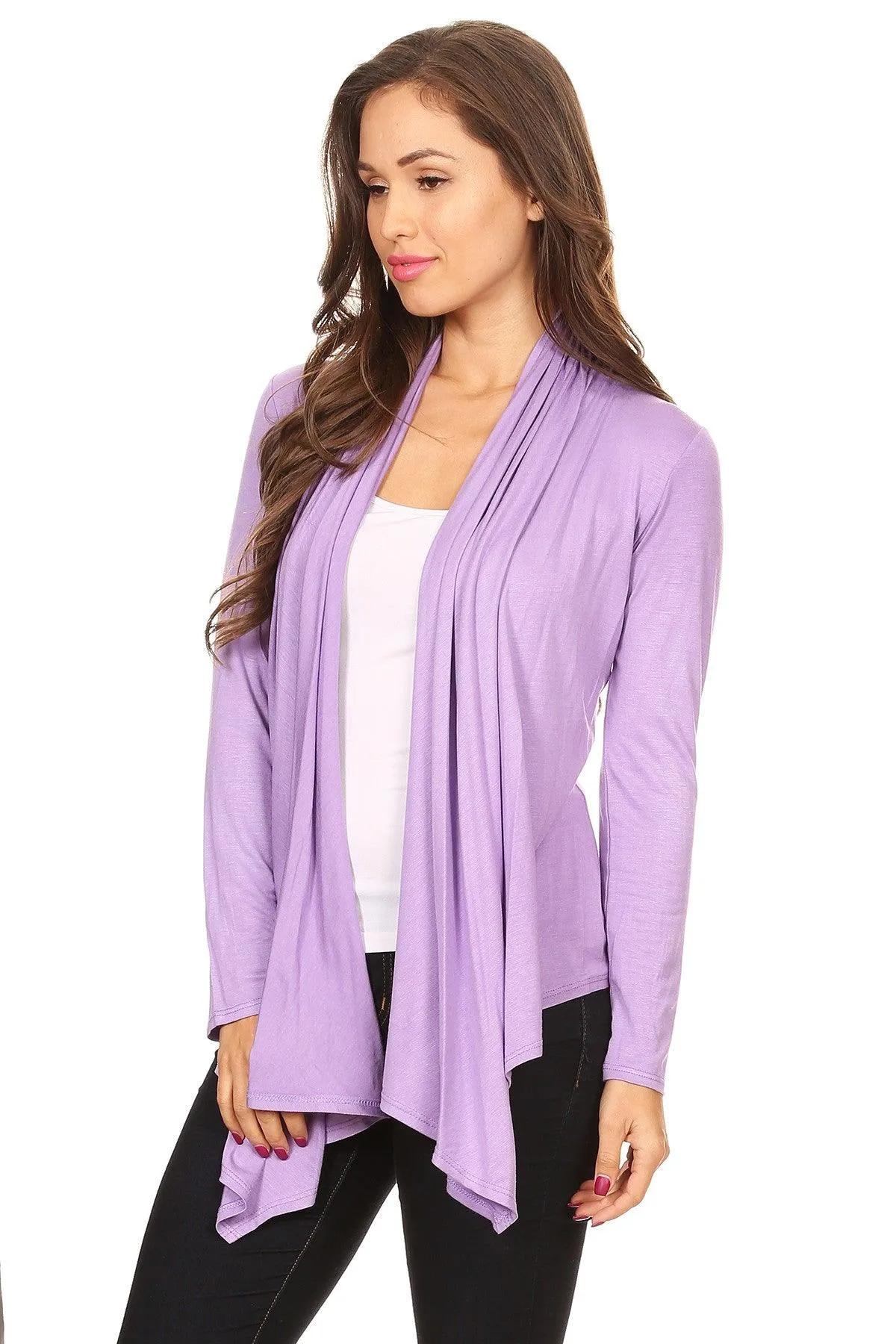 Women's Casual Solid Long Sleeve Drape Open Front Cardigan