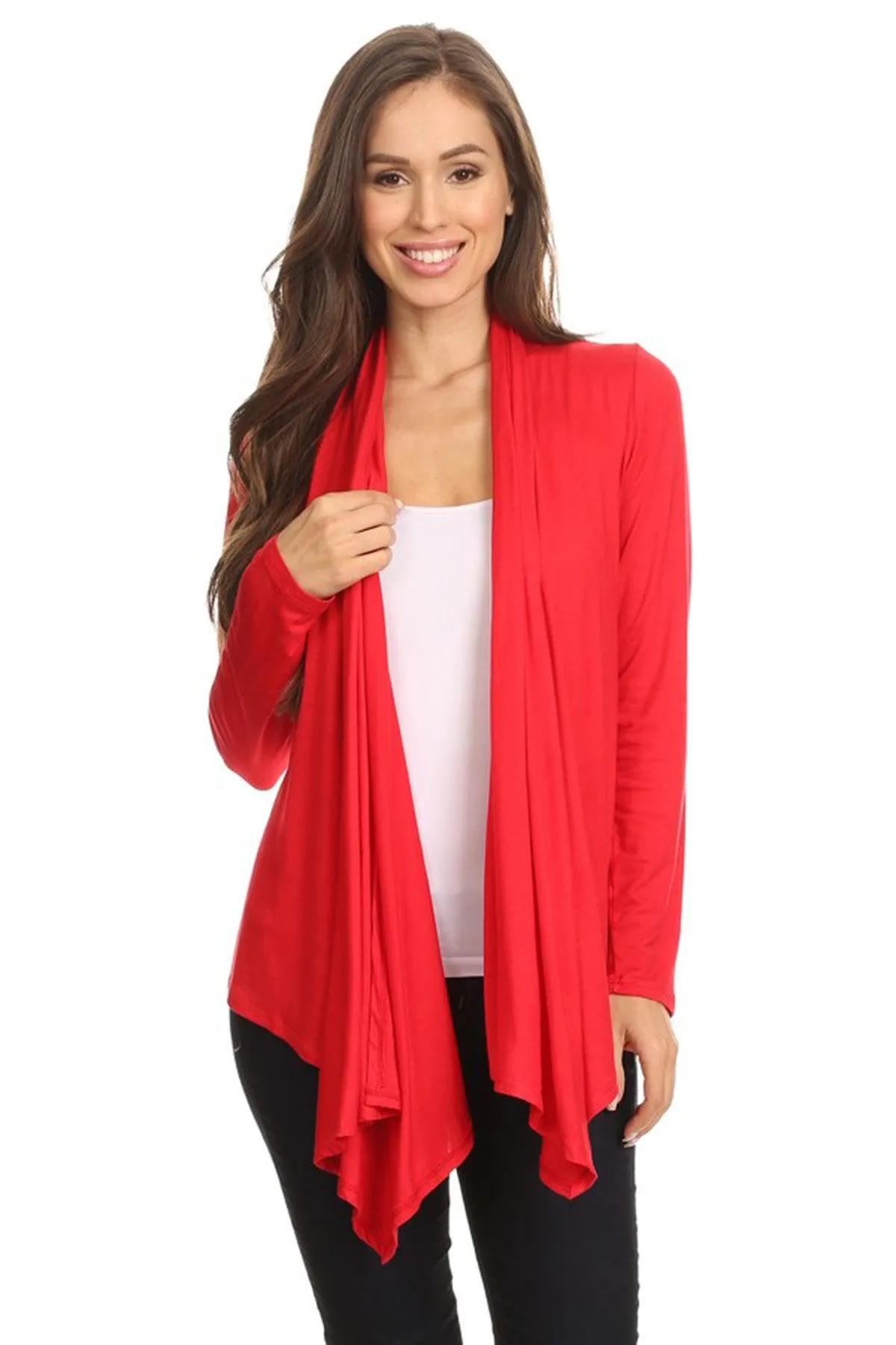 Women's Casual Solid Long Sleeve Drape Open Front Cardigan