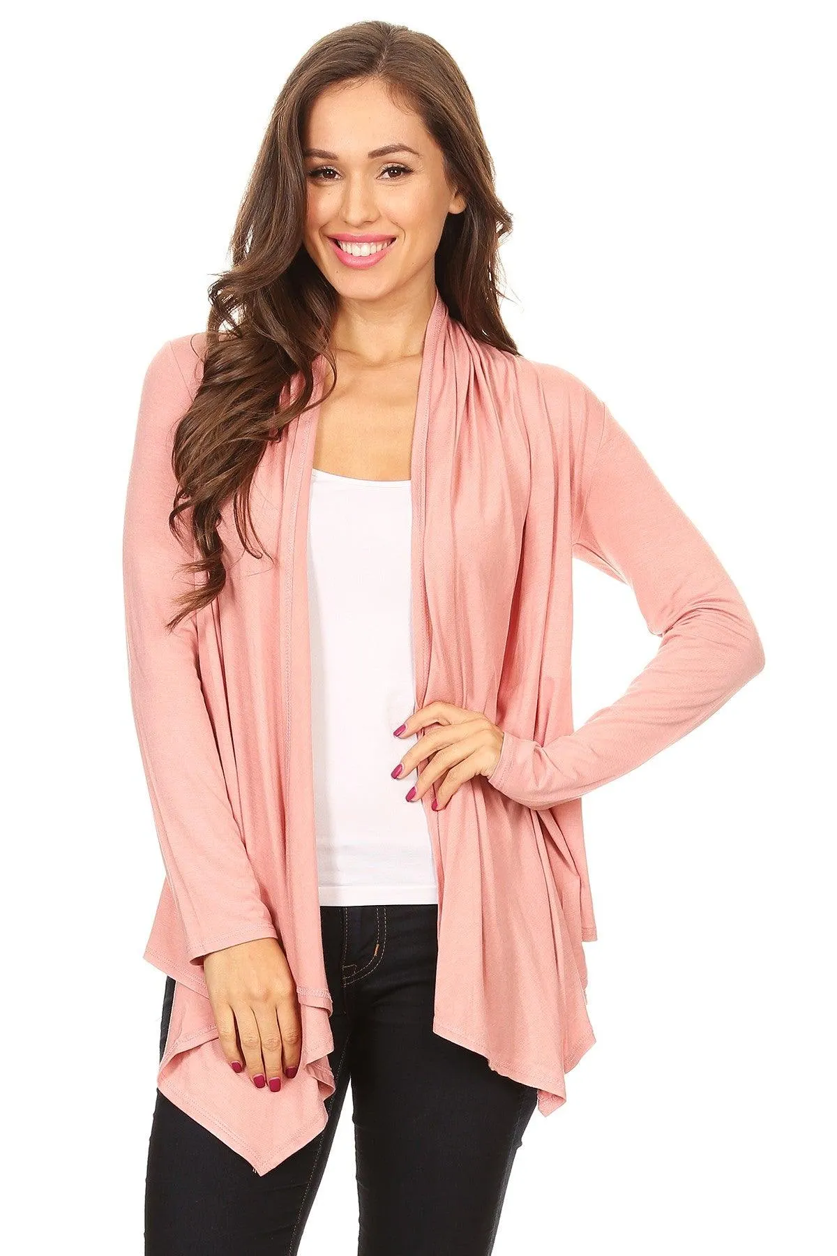 Women's Casual Solid Long Sleeve Drape Open Front Cardigan