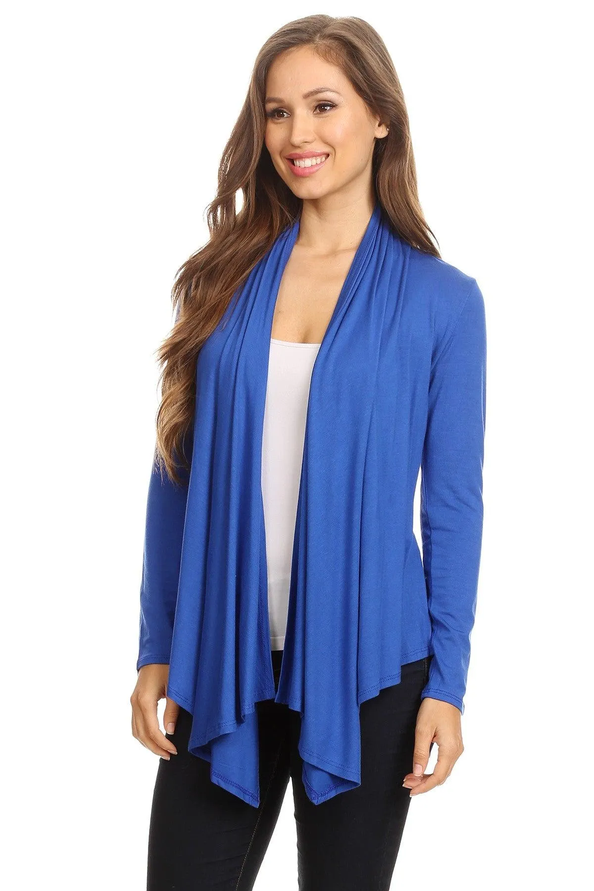 Women's Casual Solid Long Sleeve Drape Open Front Cardigan