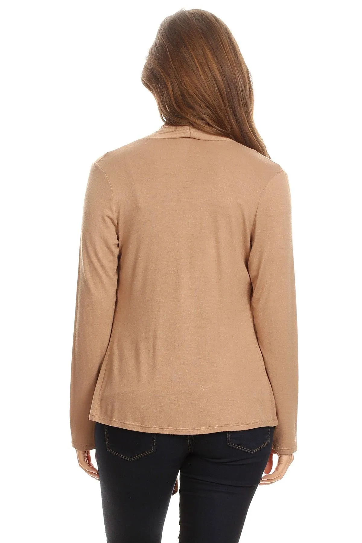 Women's Casual Solid Long Sleeve Drape Open Front Cardigan