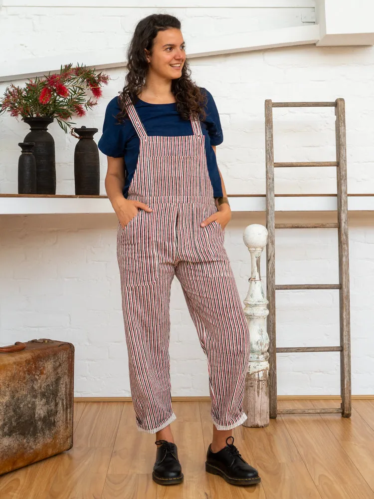 Work Overalls - Red Pinstripe