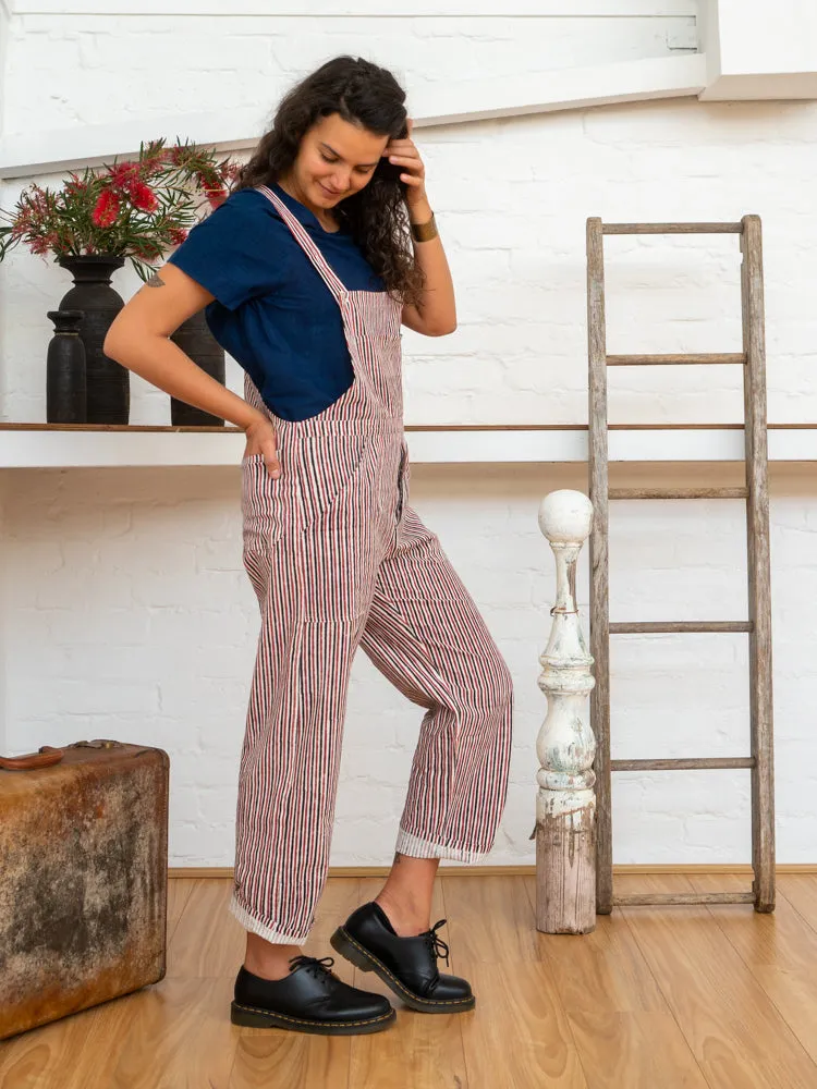 Work Overalls - Red Pinstripe